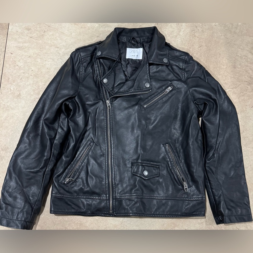 Zara Black Faux Leather Biker Jacket